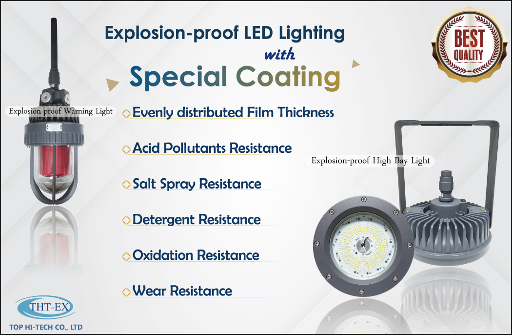 Hazardous area lighting with special coating.