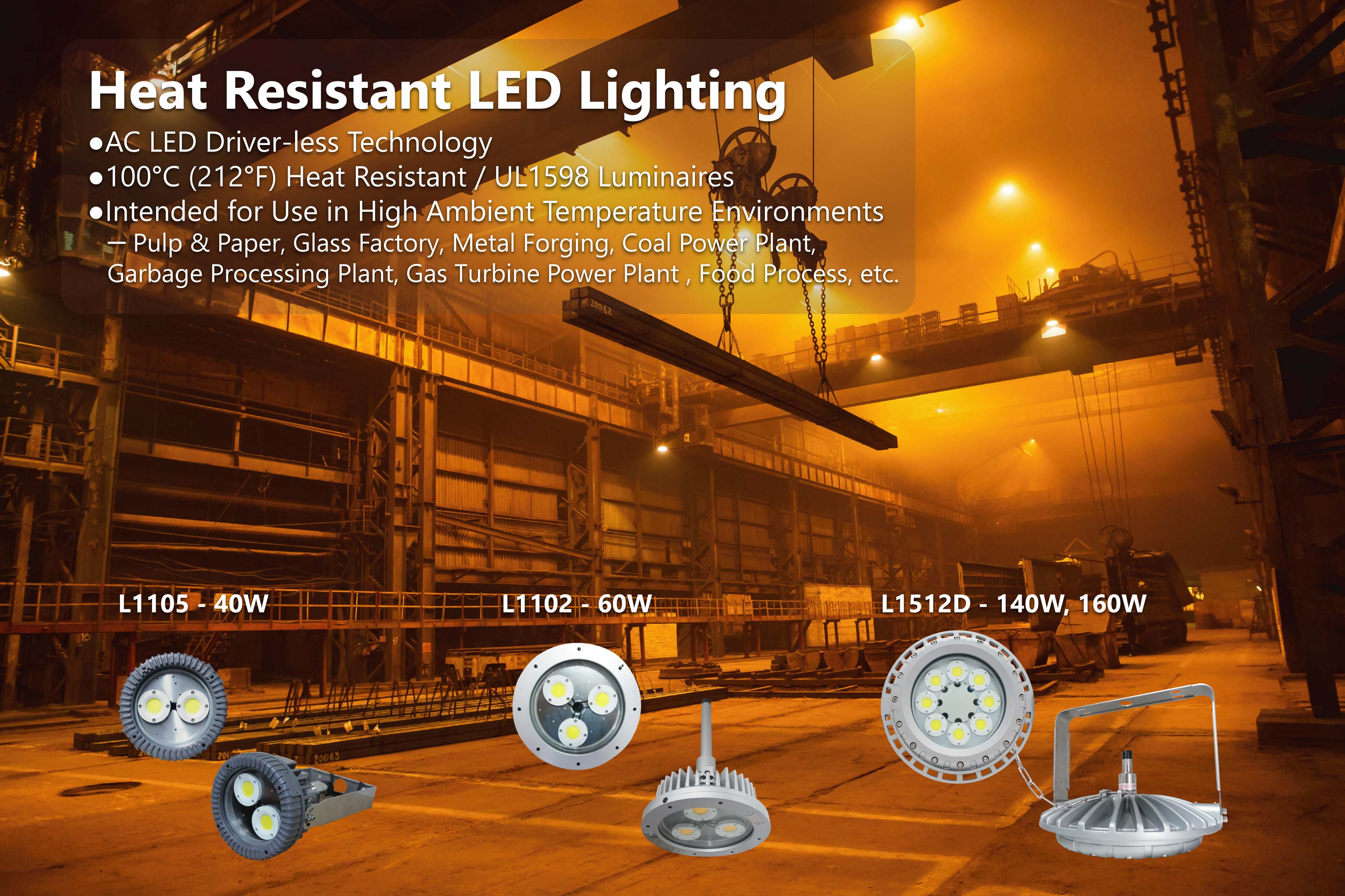 The World's First Driver-less LED Lighting with the advantage of 100°C Heat Resistant!
