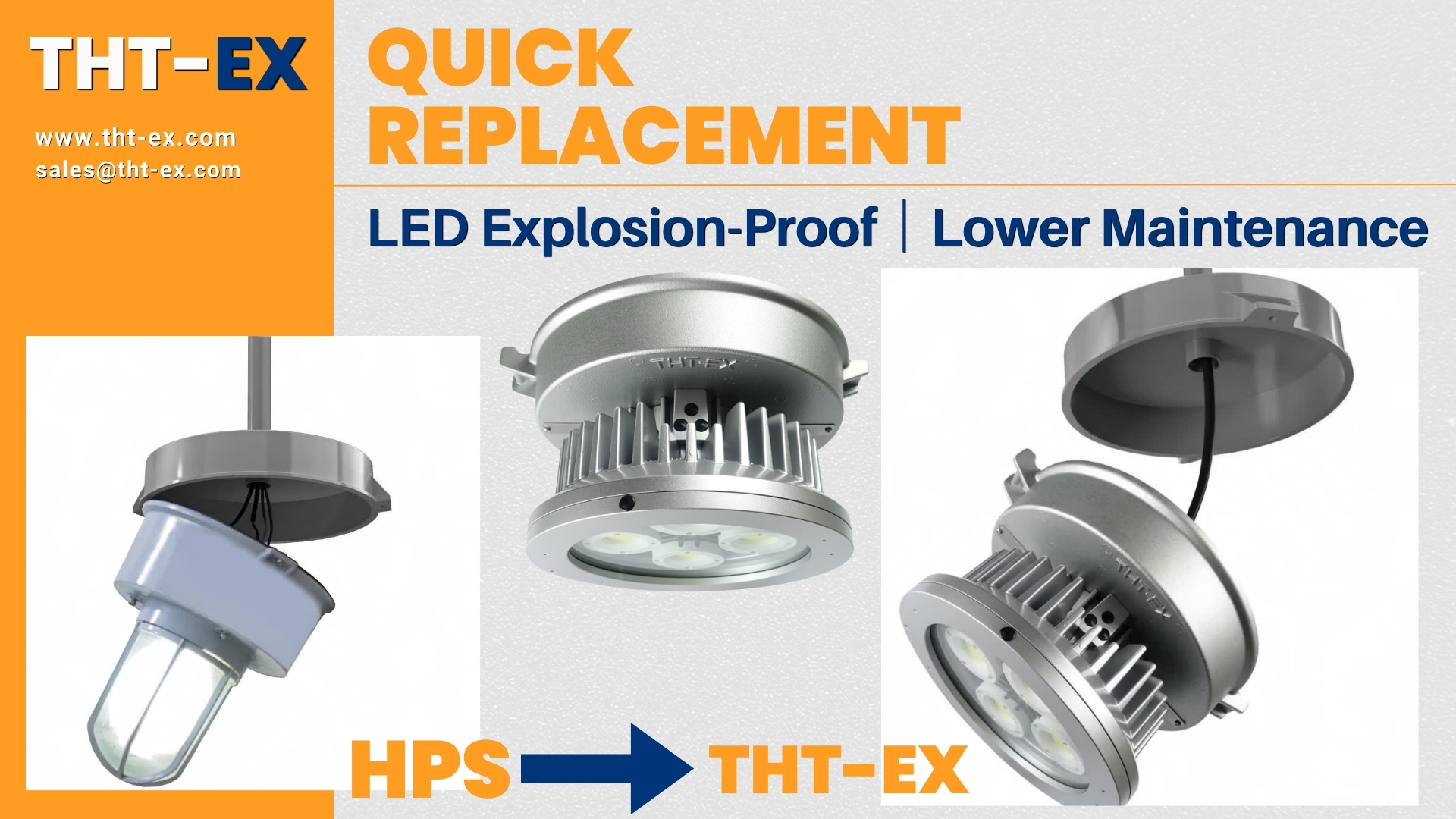 Replace Old HPS Lamps with THT-EX Quick Retrofit LED Explosion-Proof Lighting Replace Old HPS Lamps with THT-EX Quick Retrofit LED Explosion-Proof Lighting