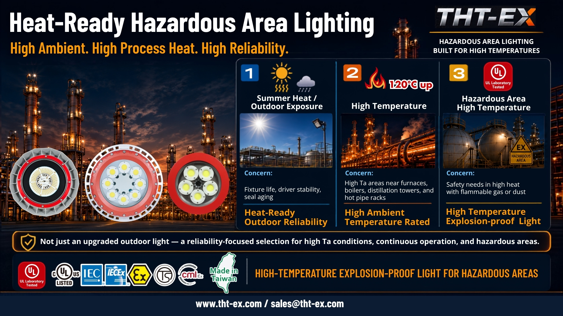THT-EX provides heat-ready hazardous-area lighting solutions for demanding industrial environments